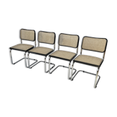 Ensemble de 4 chaises vintage modèle Cesca B32 en noir et chrome