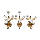 Suite de trois appliques fleurs, Masca Italie