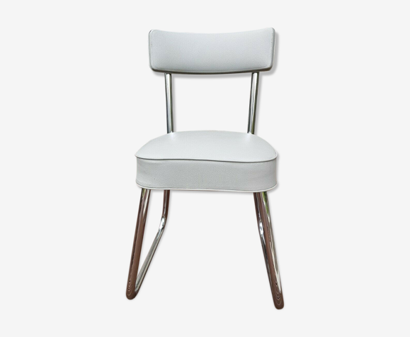 Chaise de bureau années 50 en skaï pieds chromé