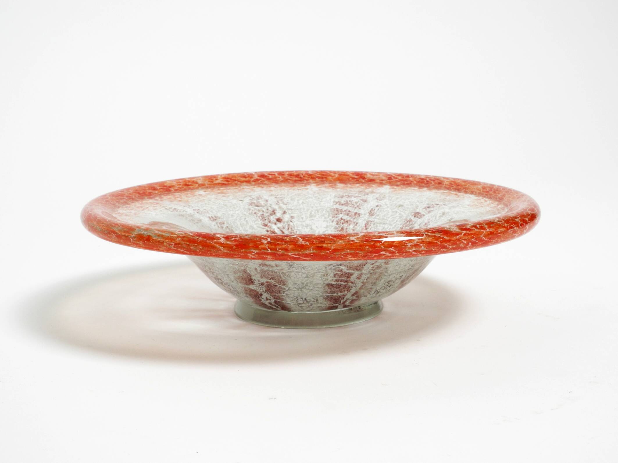 Three large colored 1930s glass bowls by Karl Wiedmann for WMF Ikora