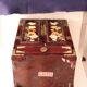 Chinese jewelry box in carved wood and inlaid stones 19th