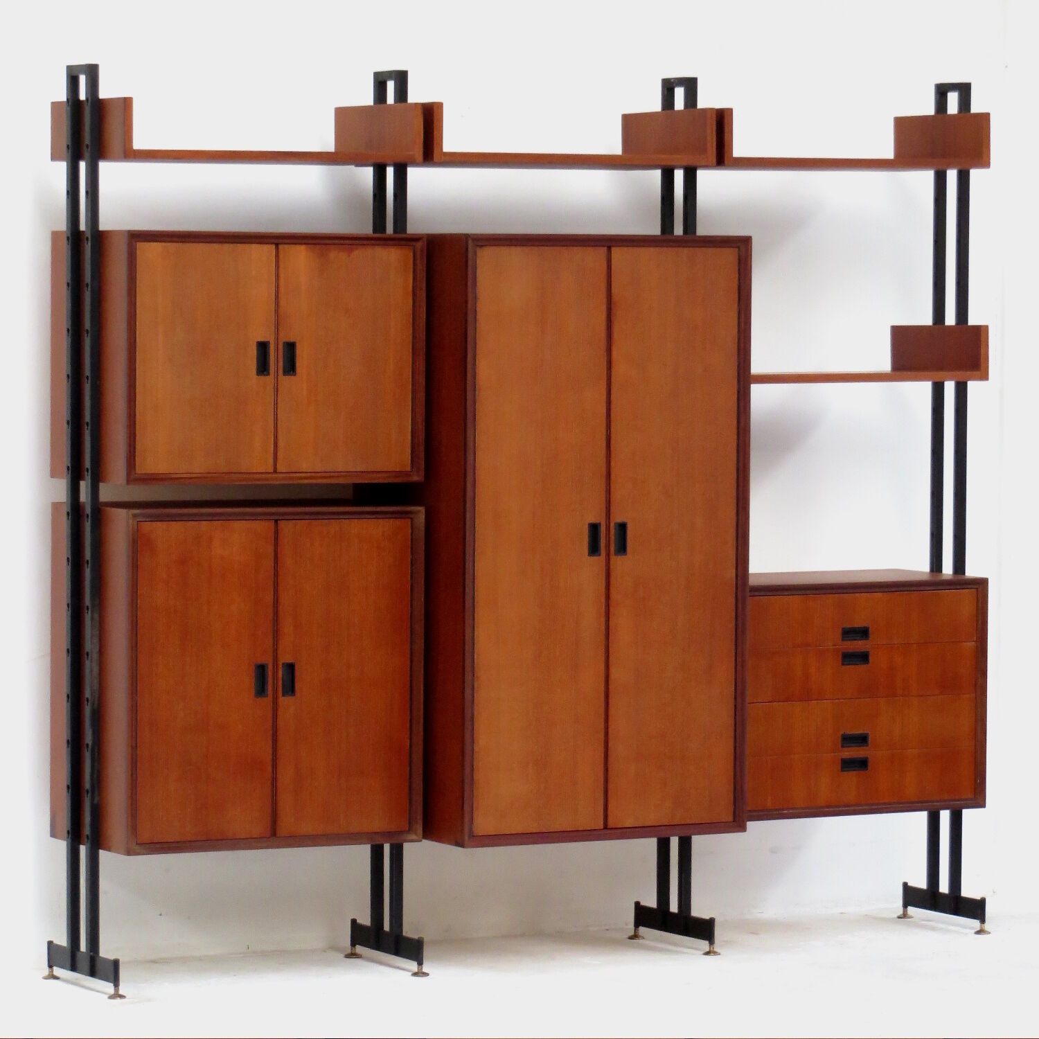 Mid century freestanding roomdivider wall unit system in teak, 1960s