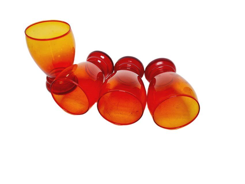 Ensemble de jus postmoderne de Barbara Glassworks, Pologne, années 1970, ensemble de 4.