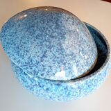 Large blue glazed ceramic biscuit jar Diameter 32.5 cm