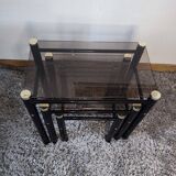 Tables gigognes en verre trempé Yves Boutboul 70'
