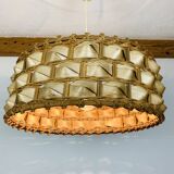 Suspension rattan and palm leaves chic jungle style