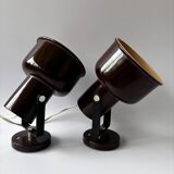Pair of brown metal wall lights