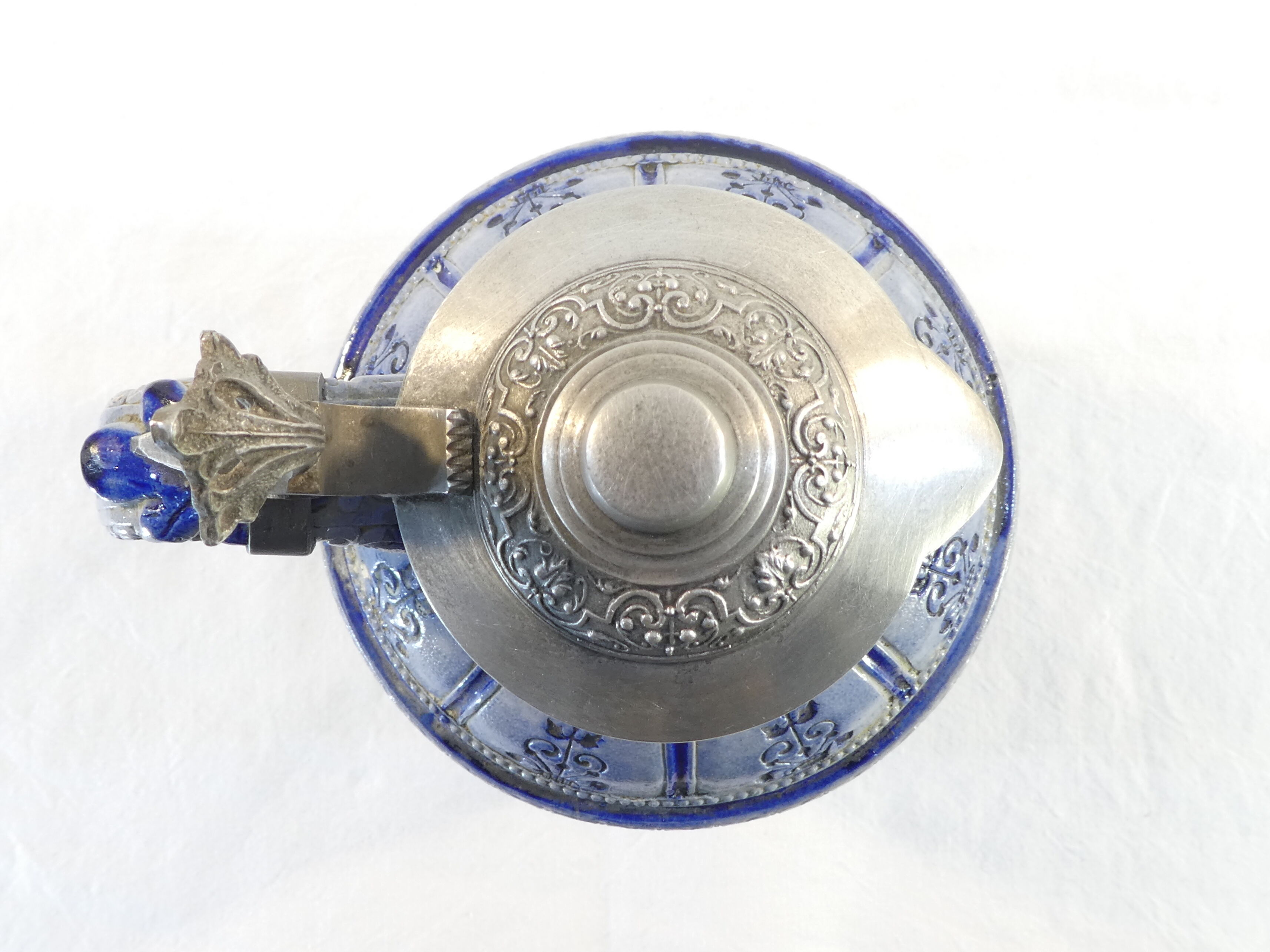 Large pitcher with gres Blue Ceramic ALLEMENAND WESTERWALD Meal scene