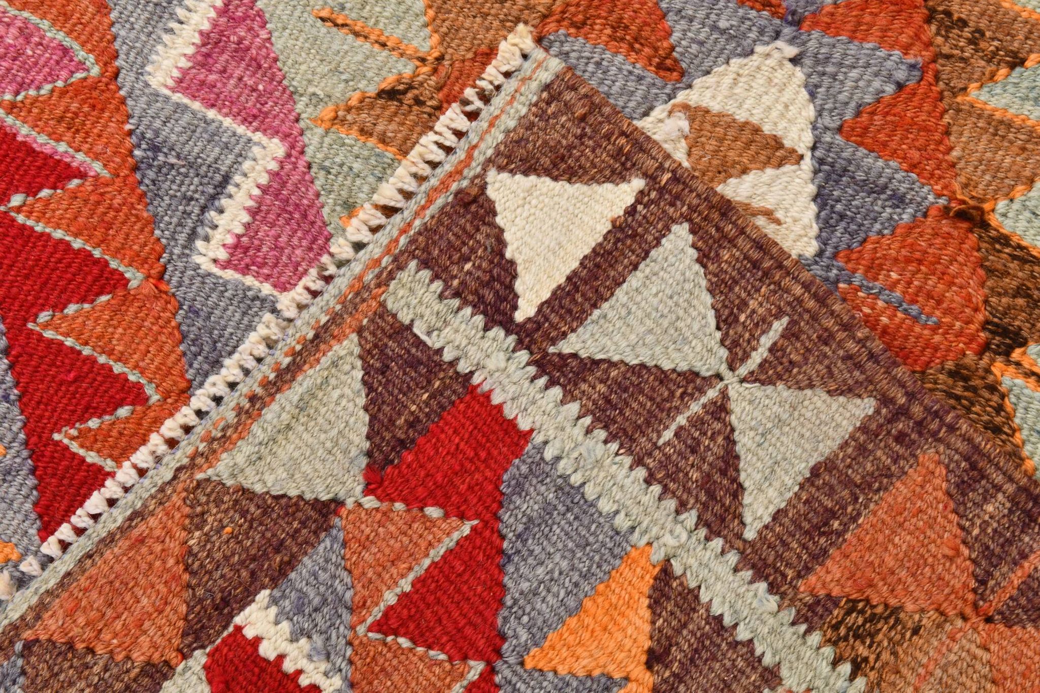 Tapis coureur vintage kilim fait à la main 3x12, 102x362 cm