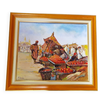 Orange Bedouin orientalist painting