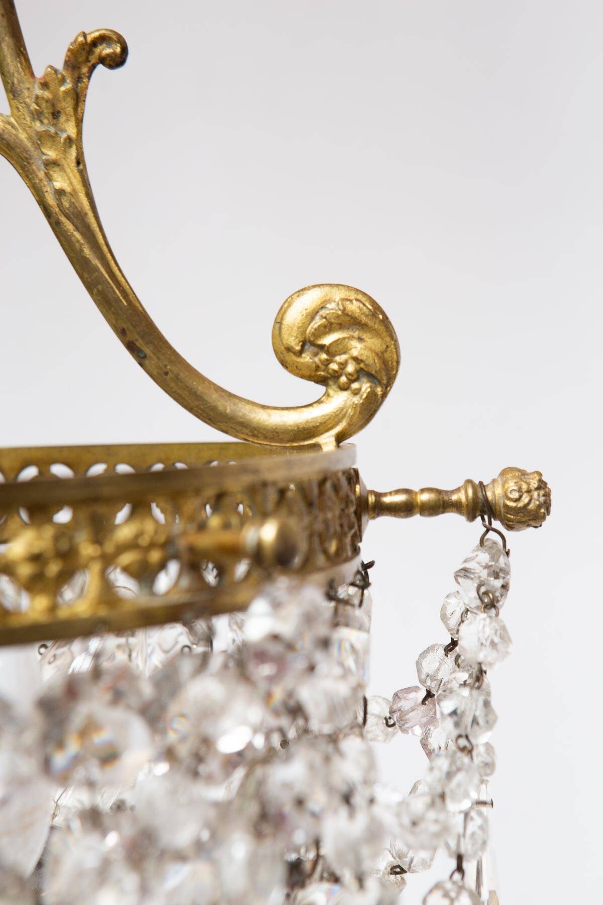 Antique French bronze chandelier with tassels circa 1900