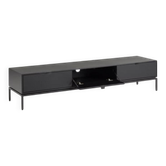 Meuble TV enfilade métal acier et cuir, Réalto