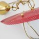 Suspension in perforated red lacquered metal, brass and opaline in the style of Mathieu Matégot