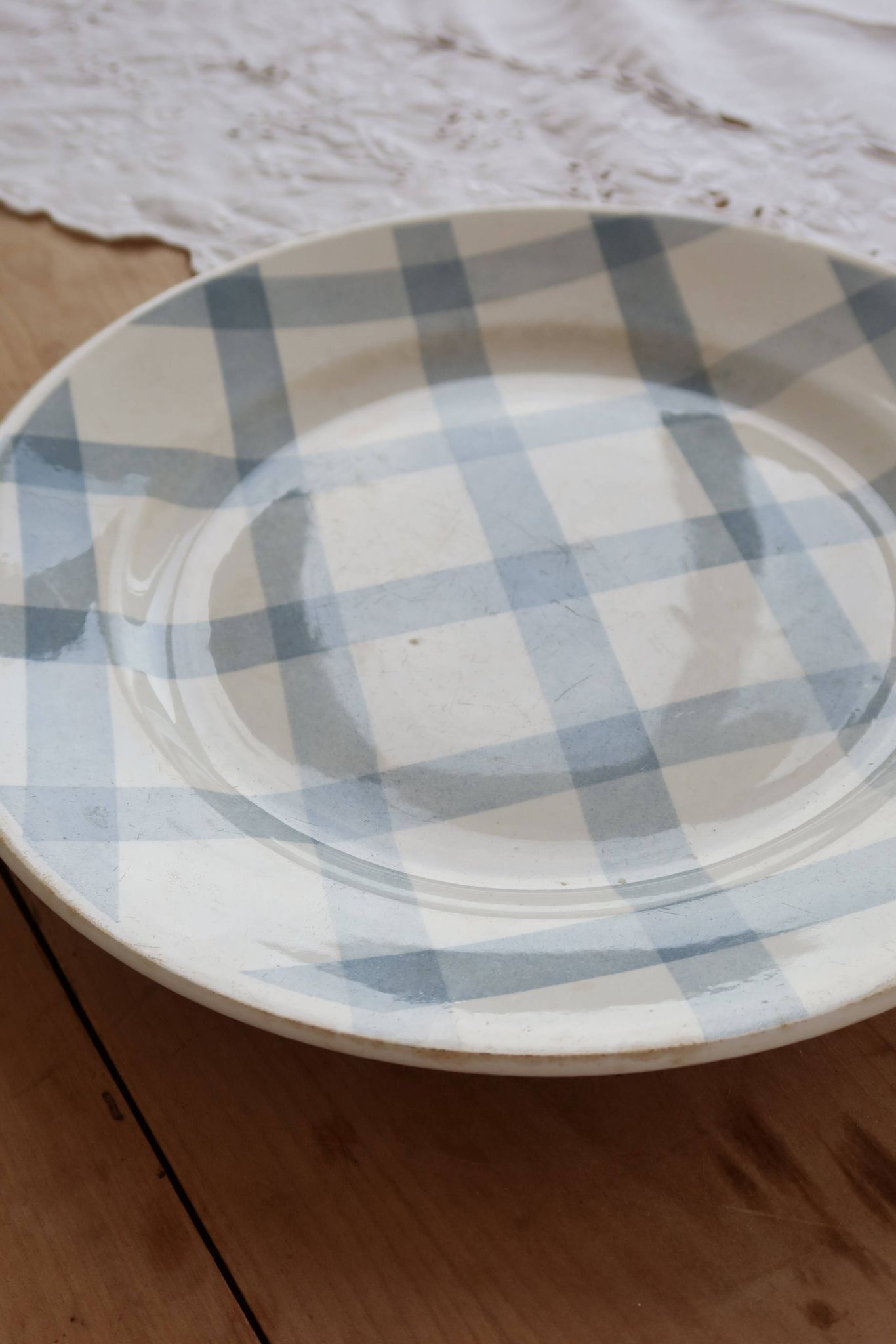 Plat de service vintage Moulin des Loups modèle Nappe bleu gris
