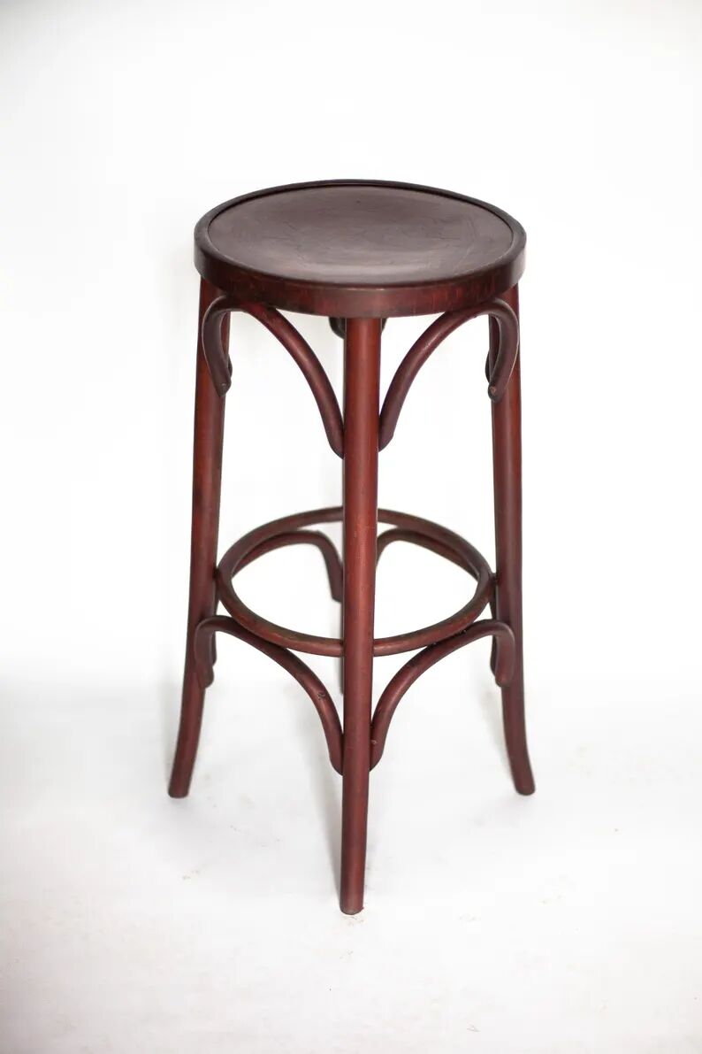 Curved wooden bar stool, vintage high stool, vintage stool, bar decor, vintage furniture