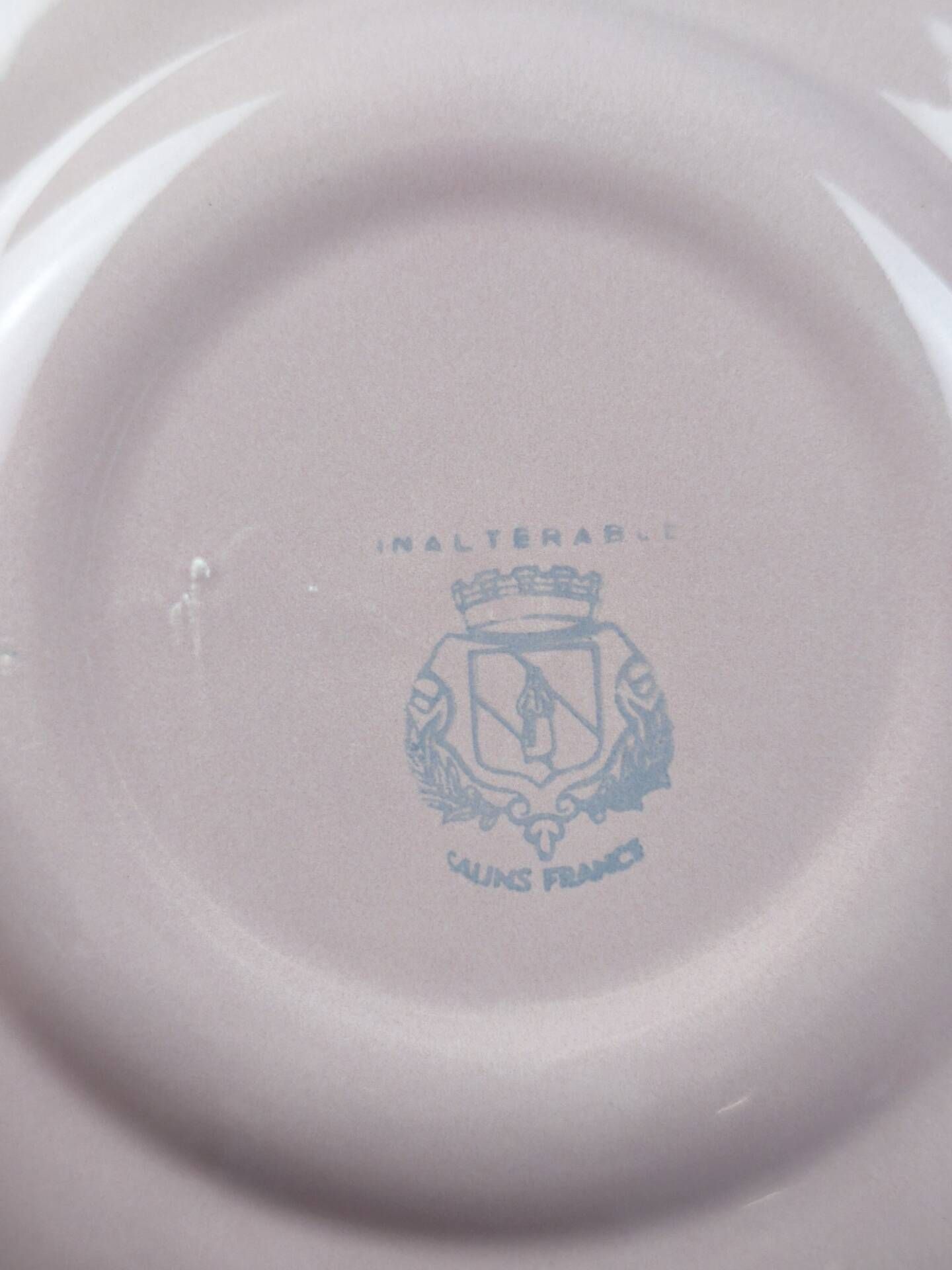 Title: 8 vintage Salins flat plates in powder pink – Ø 25.7 cm