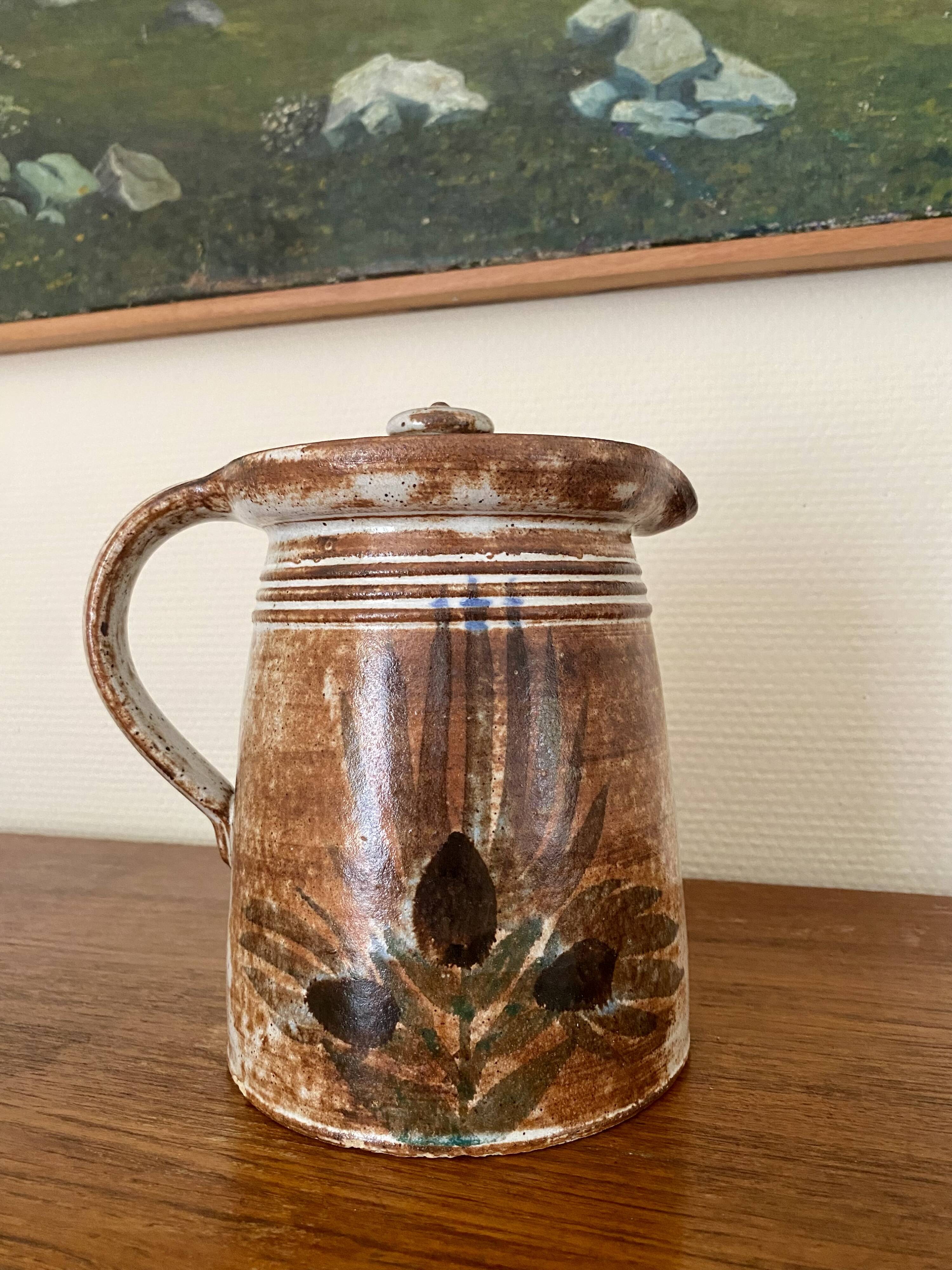Ceramic pitcher from the 60s-70s in the style of Vallauris or Albert Thiry.
