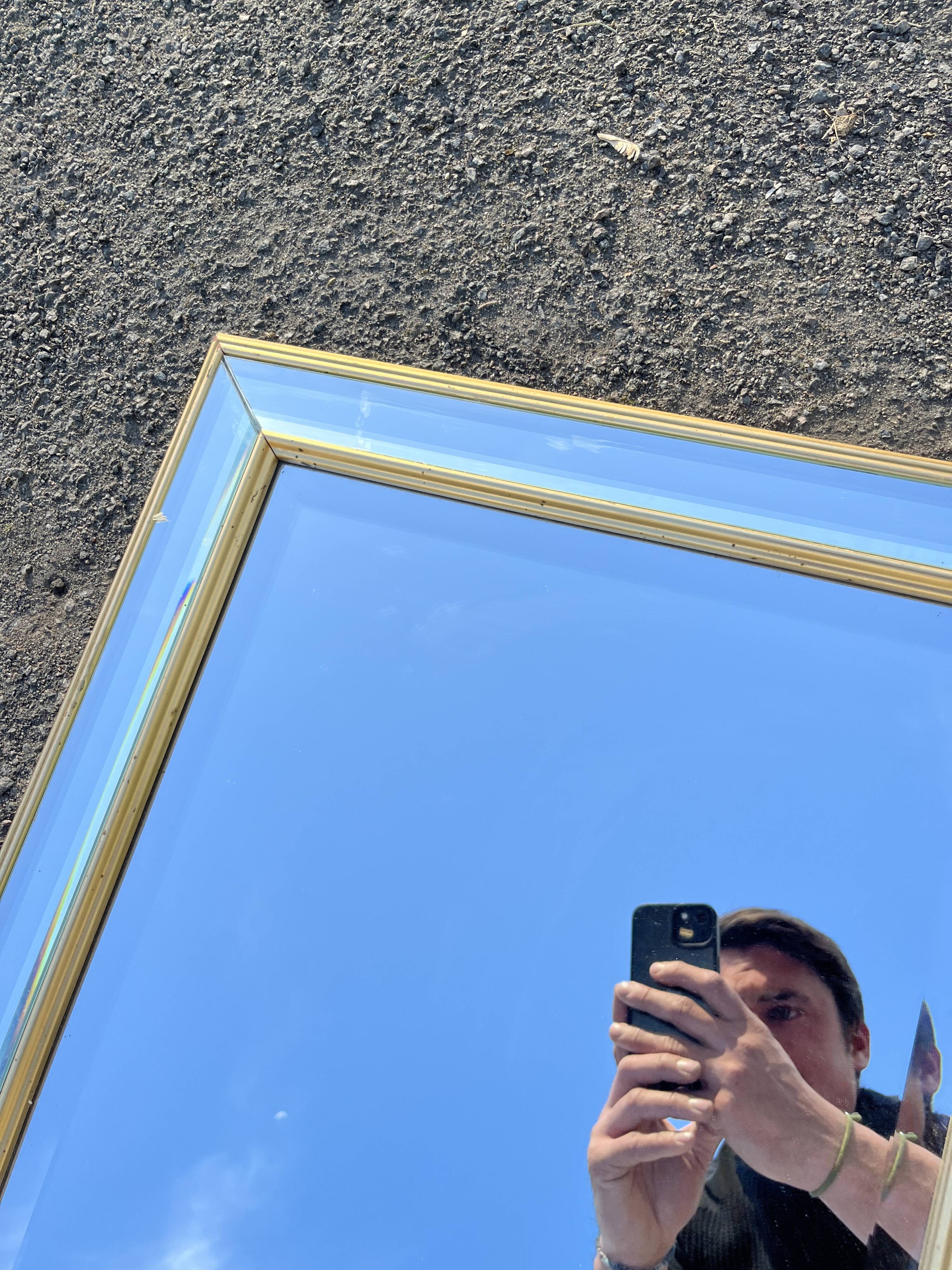 Louis XVI style gilded glazing bead mirror