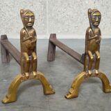 Paire de chenets en bronze Anton Prinner 1930
