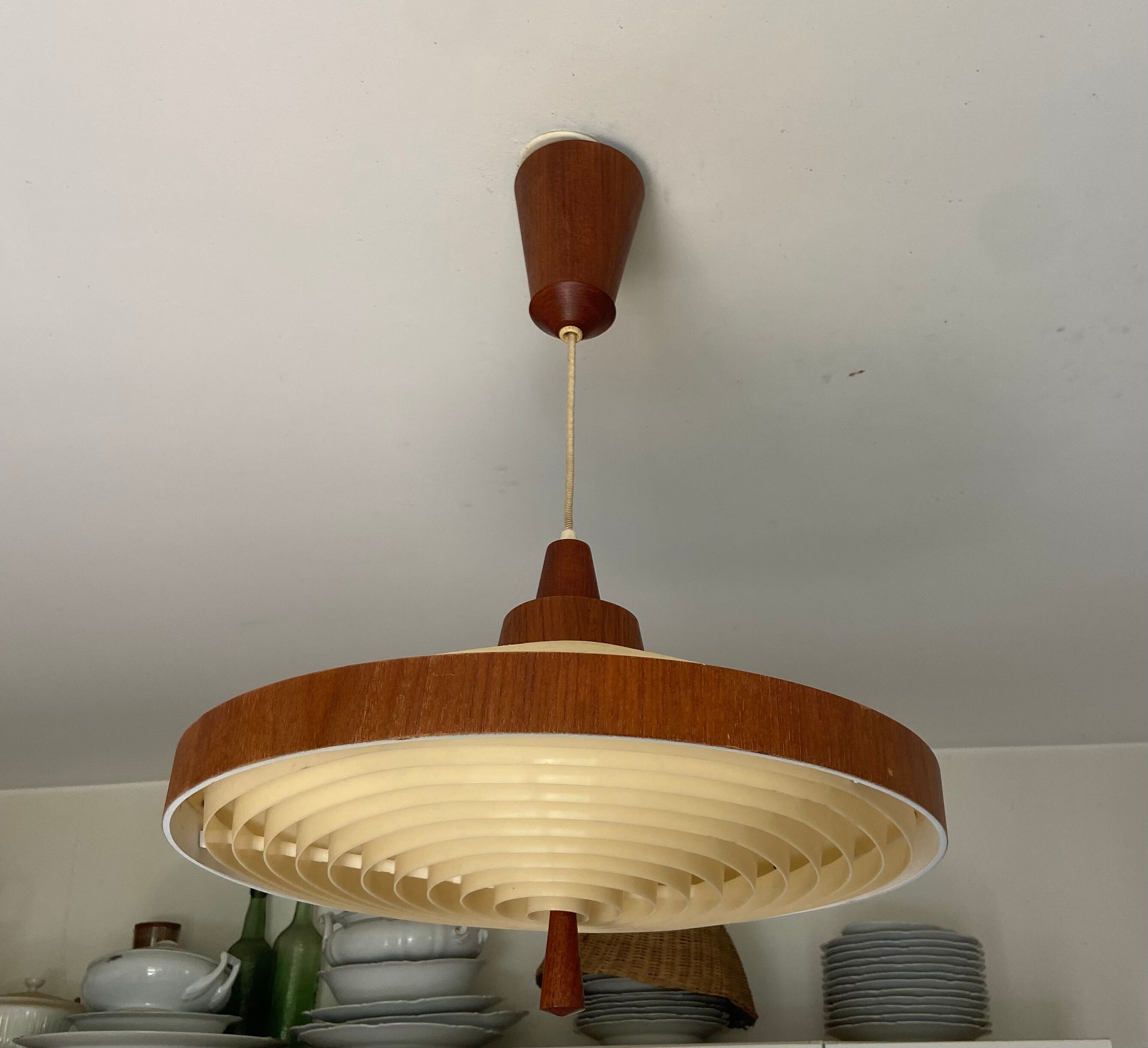 Scandinavian teak suspension Temde Leuchen 60s