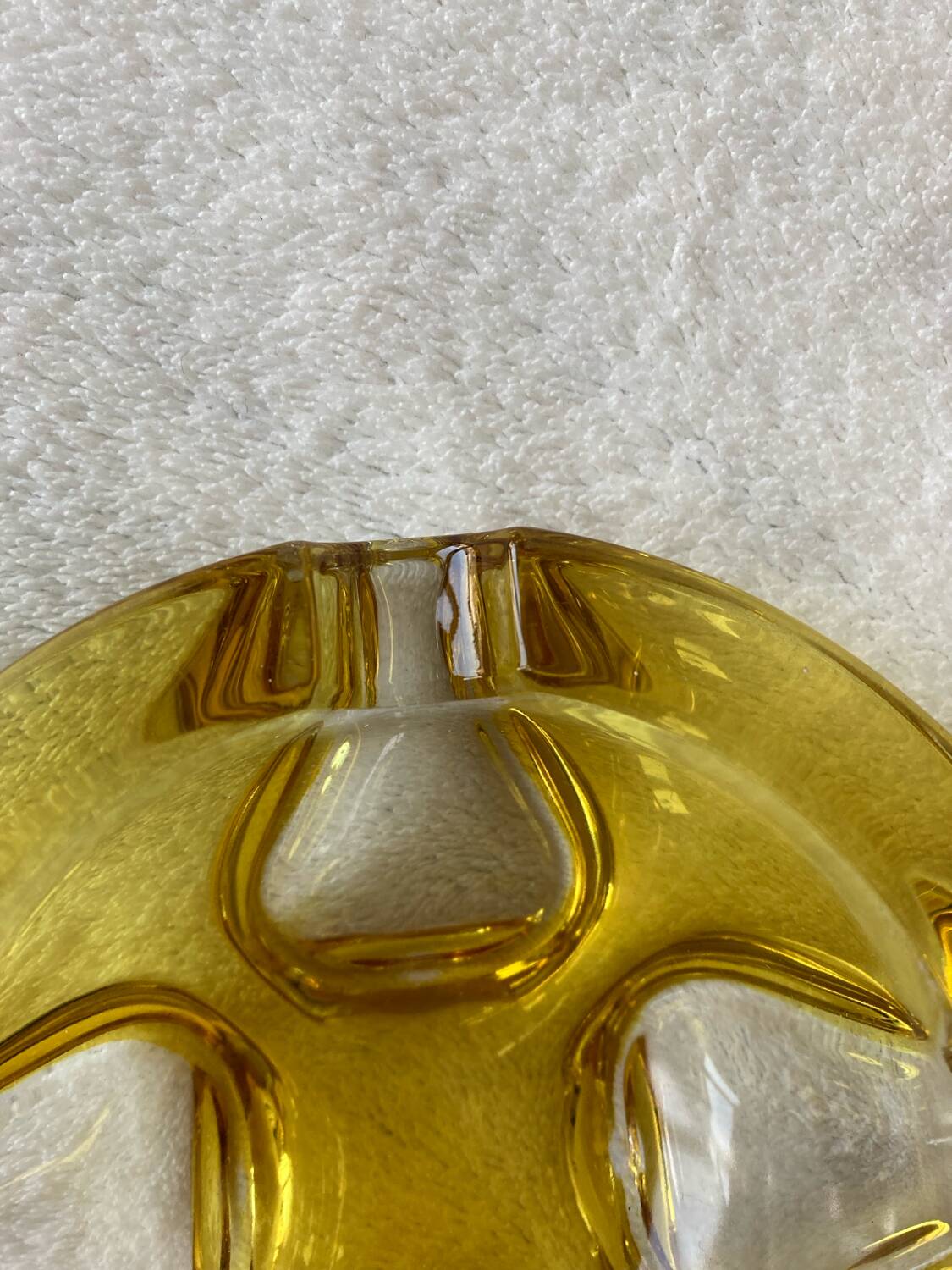 Vintage two-tone yellow glass ashtray