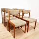 Set of 6 chairs in thick velvet and teak base