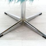 Tabouret vintage en métal et tissu, années 1970