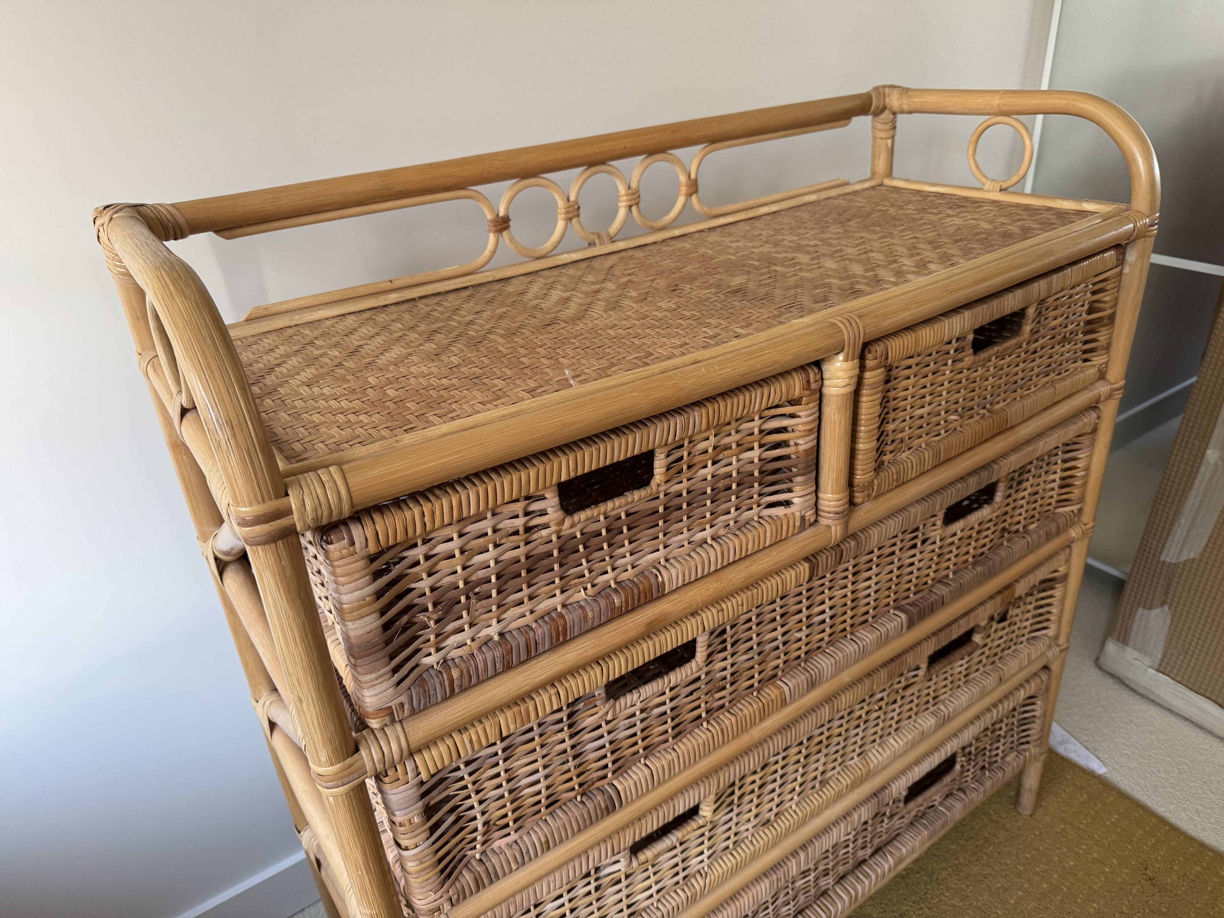 Commode rotin années 70