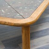 Boomerang coffee table, fossil marble, 70s