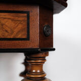 Antique game table with extention, of mahogany and walnut, 1860s