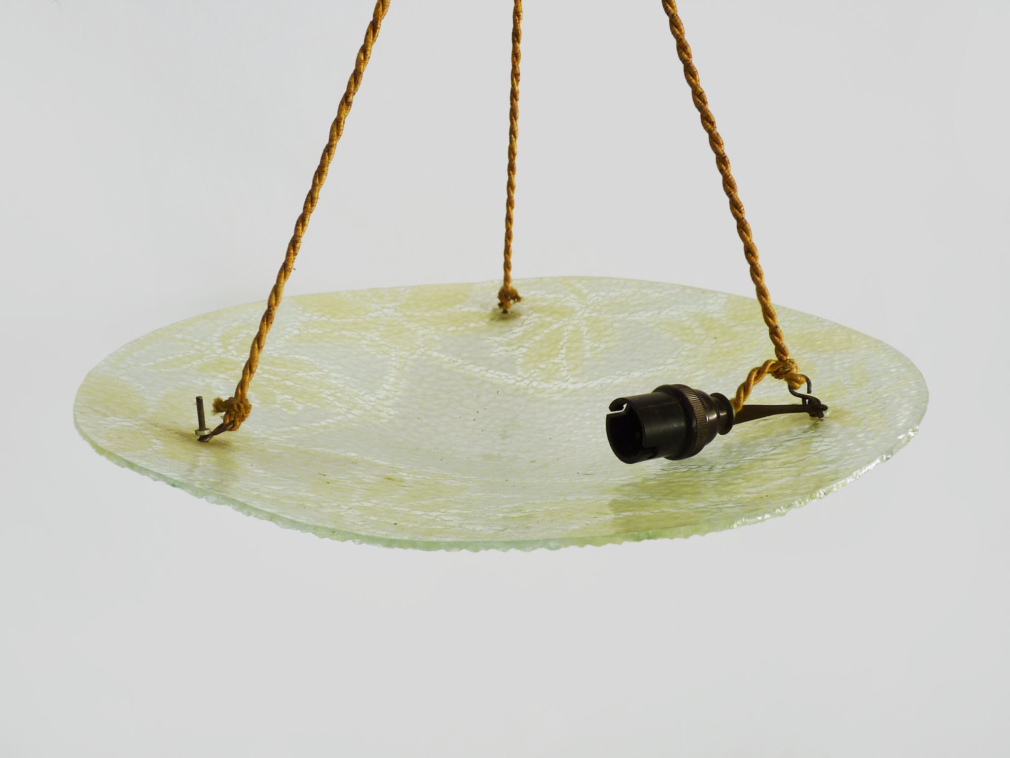 Suspension basin Art Deco 1 Fire, in yellow and transparent glass. Year 30