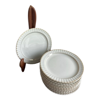 Set of 12 old porcelain dessert plates B & Cie