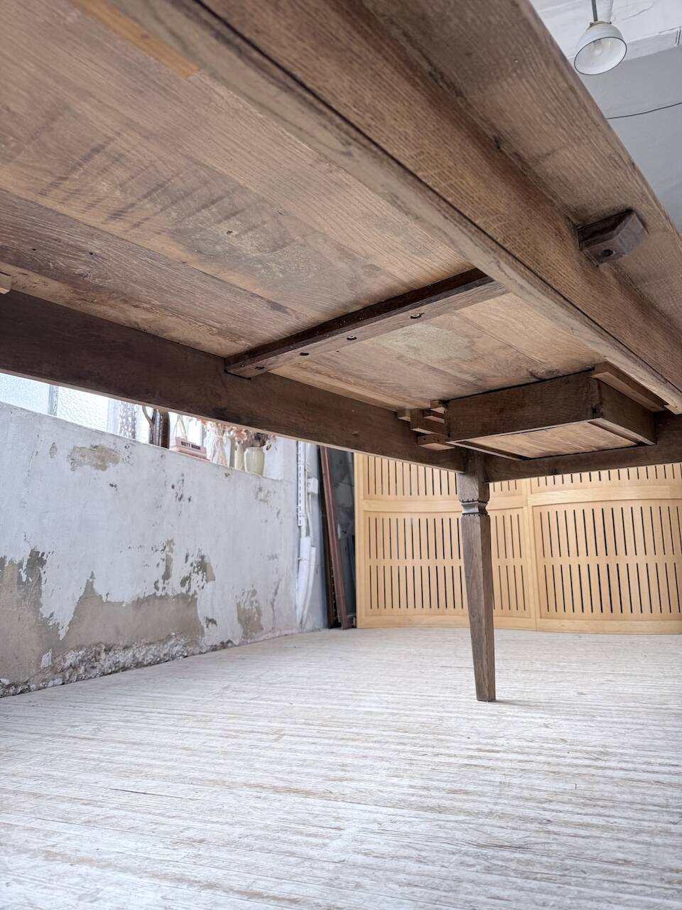Solid oak farmhouse table with extensions (190-280cm) 1950