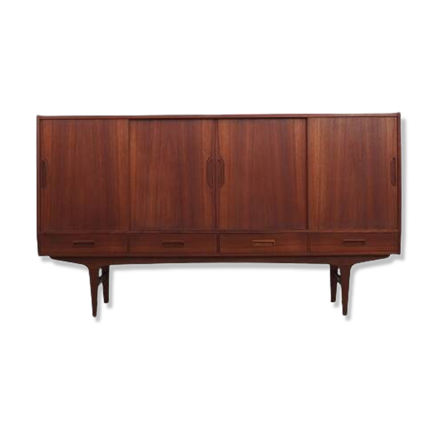 Buffet haut en teck, design danois, années 1960, designer : Børge Seindal, fabricant
