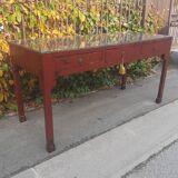 Grande console à tirroir  d extreme orient laquée rouge