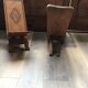 Set of 2 sculpted brown wooden chairs, Cuba 1960s, vernacular style.