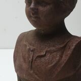 Pair of cast iron fireplace chenets "children"