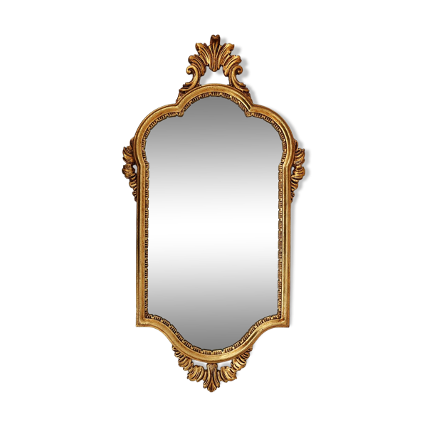 Miroir doré de style baroque du milieu du siècle, France, années 1950