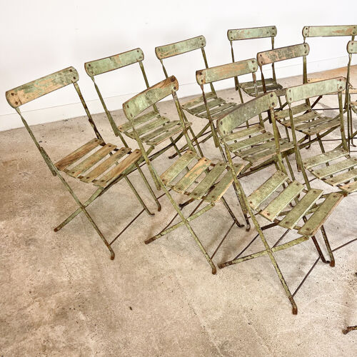 Ensemble de 14 chaises de jardin bistrot vintage