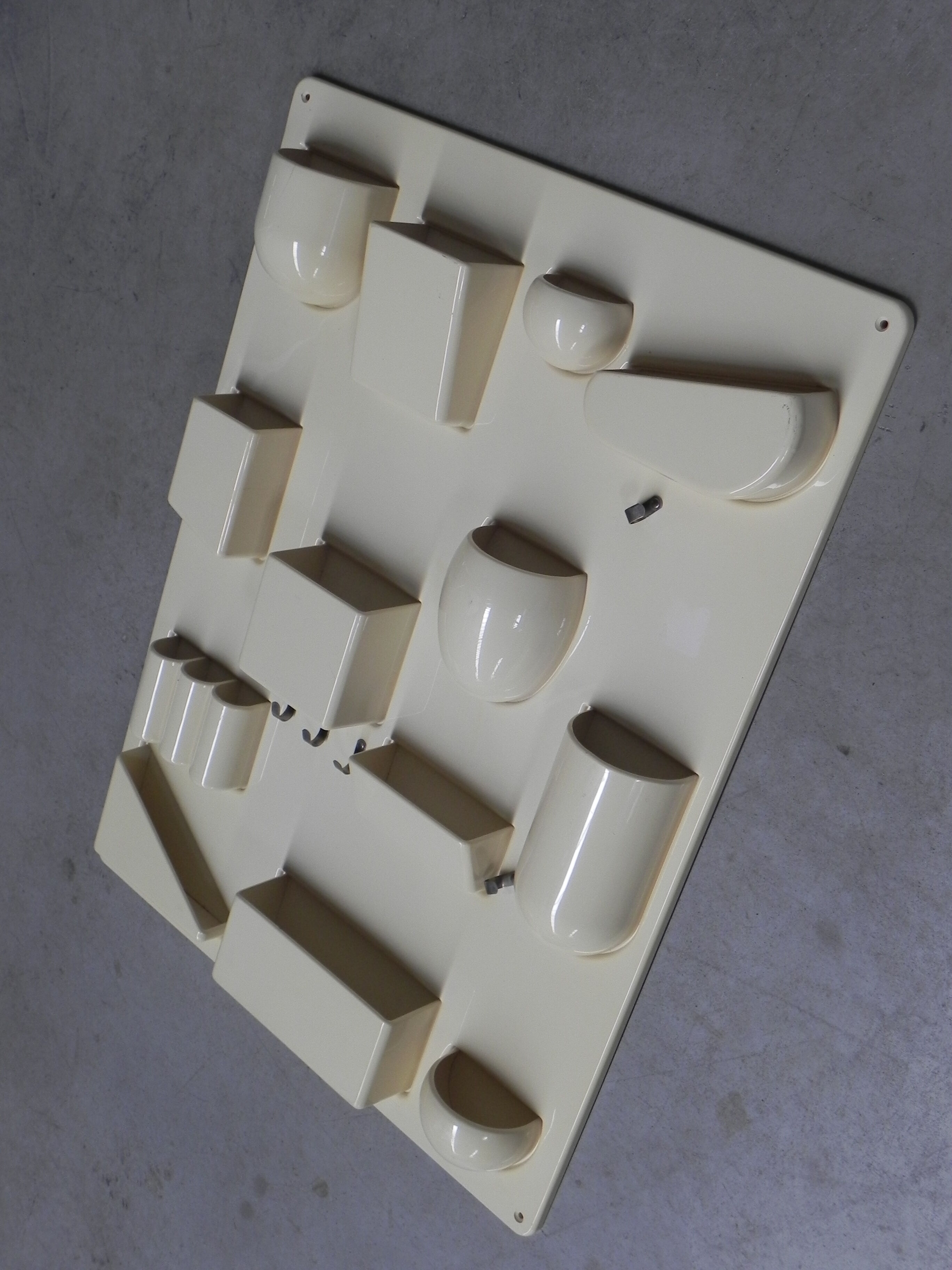 Vintage plastic wall rack, storage system