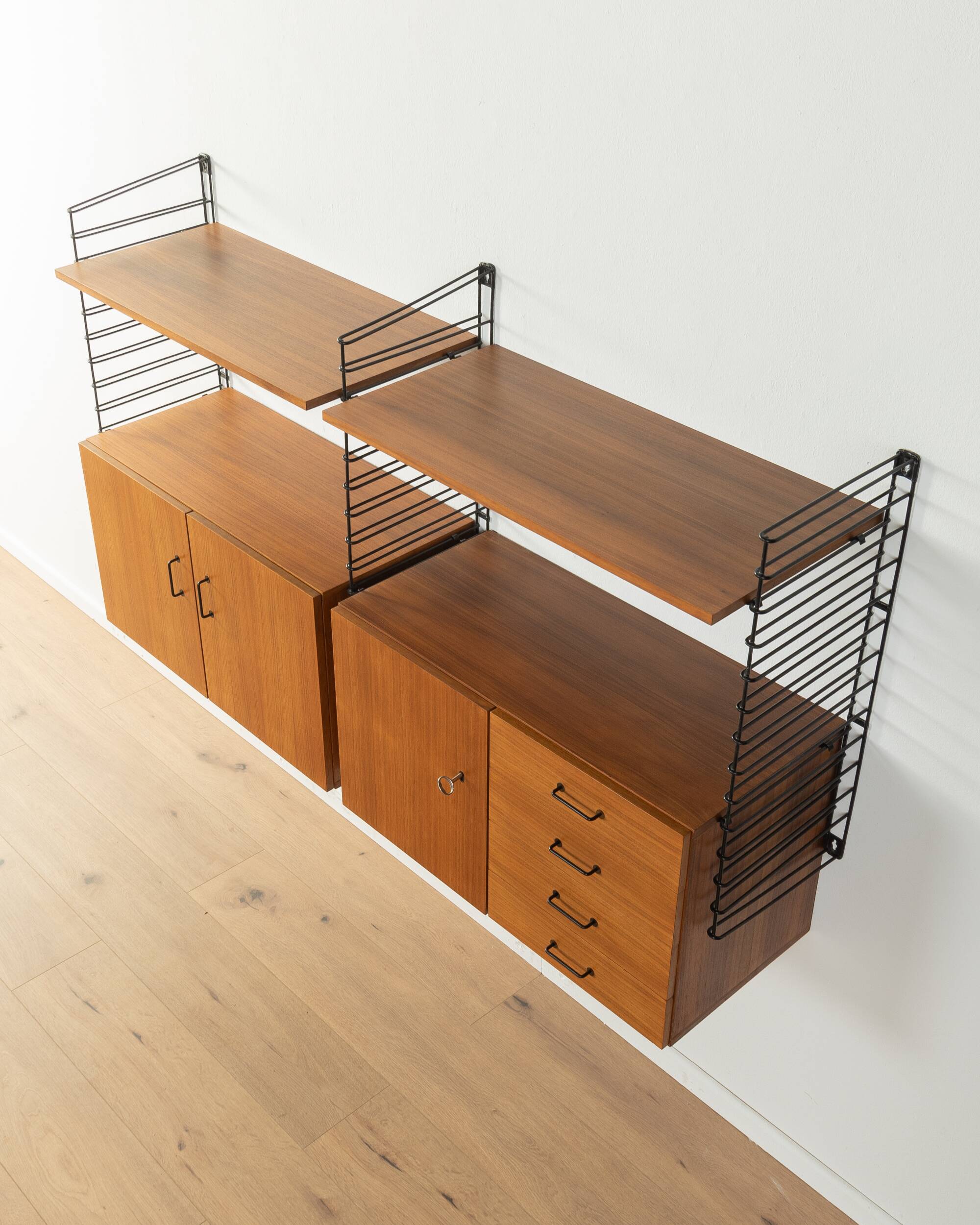 Teak veneer wall shelf, 1960s