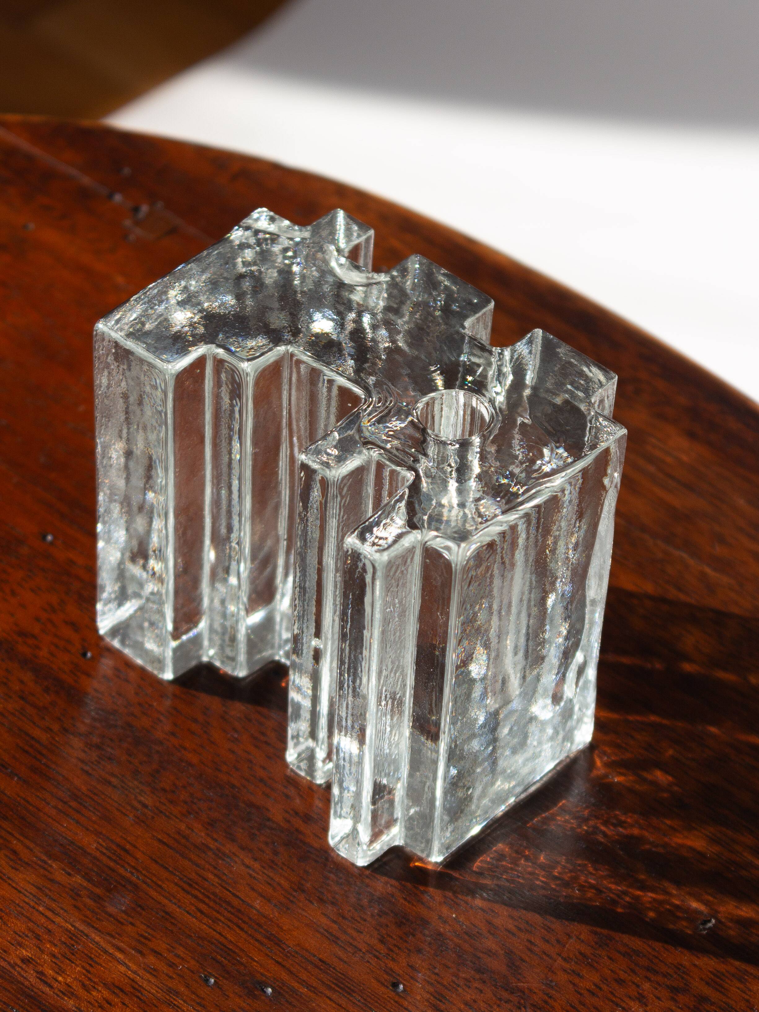 Modernist soliflore vase in molded glass, Germany, 1970s