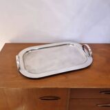 Lino Sabattini, large rectangular tray in silver metal from the 70s