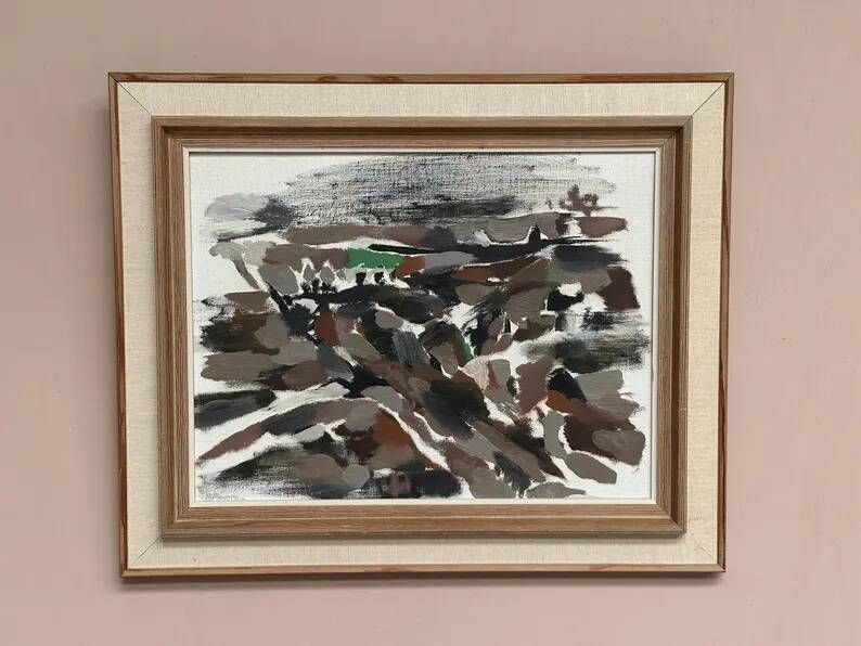 Original Swedish Oil on Canvas – "Abstract" by B. Person – Signed – Vintage and Framed – 53 x 44 cm (20.8" x 17.3")