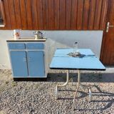Blue formica folding table