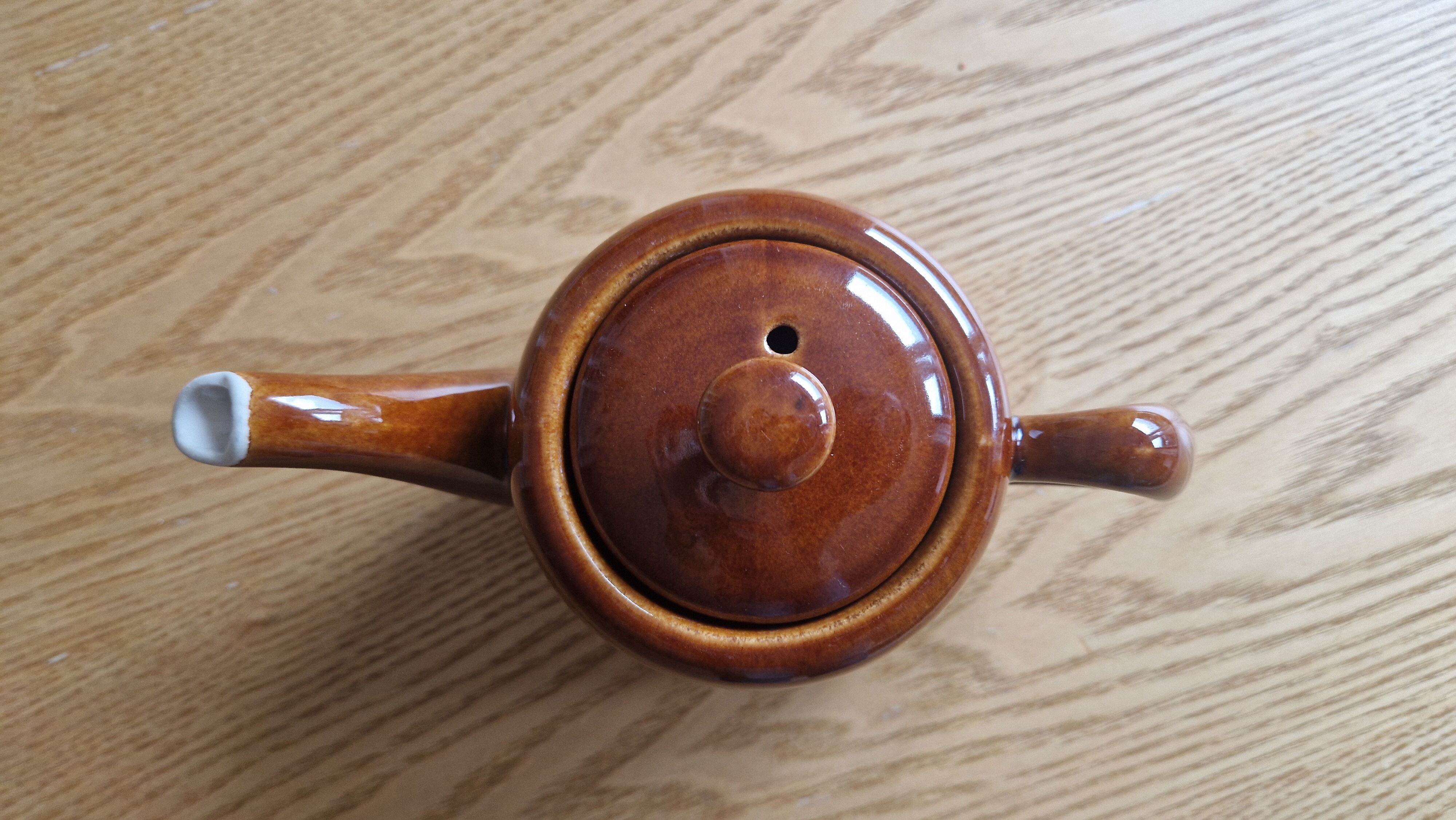 Vintage Chocolate Brown Glazed Stoneware Teapot