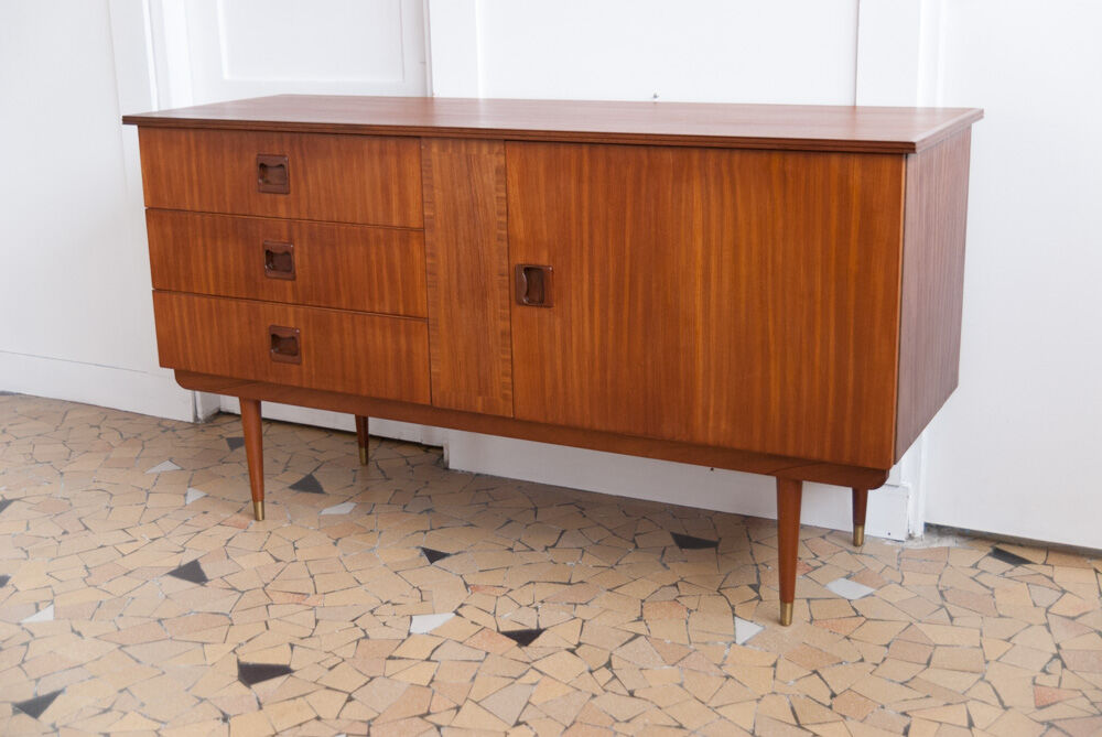 Teak and brass 140cm