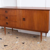 Teak and brass 140cm