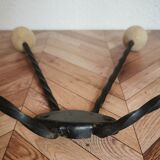 Wooden and iron wall coat holder