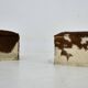 red brown leather cowhide footstools , poufs, 80s
